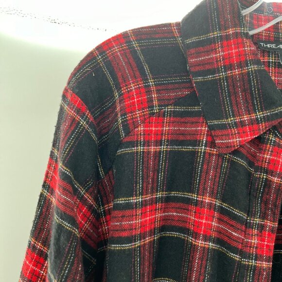 Thread Story Women's Plaid Button Up Top High Side Slits Red/Multi Size Large - Picture 4 of 9